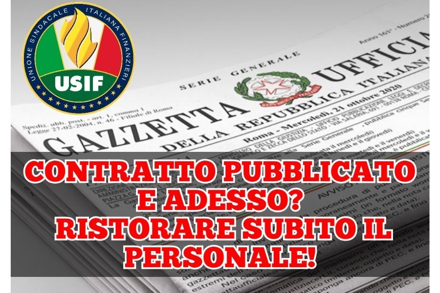 USIF: CONTRATTO PUBBLICATO - SI PROVVEDA ORA AL TEMPESTIVO RISTORO!! USIF: CONTRATTO PUBBLICATO - SI PROVVEDA ORA AL TEMPESTIVO RISTORO!!
