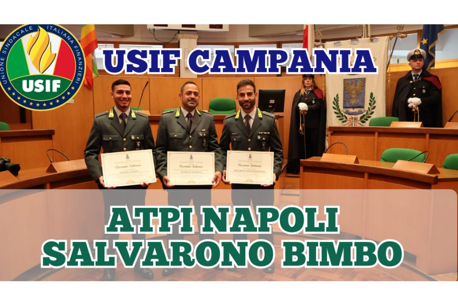 PORTICI, SALVANO BIMBO: ENCOMIO PER 3 FINANZIERI PORTICI, SALVANO BIMBO: ENCOMIO PER 3 FINANZIERI