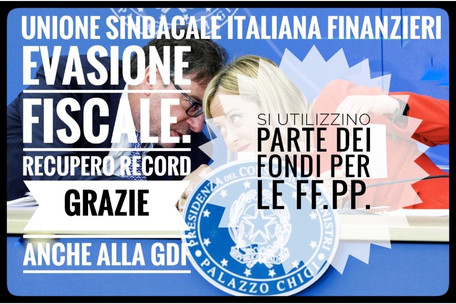 EVASIONE FISCALE, USIF: BENE RECUPERO RECORD, MA SERVE GIUSTO RICONOSCIMENTO CONTRIBUTO GDF